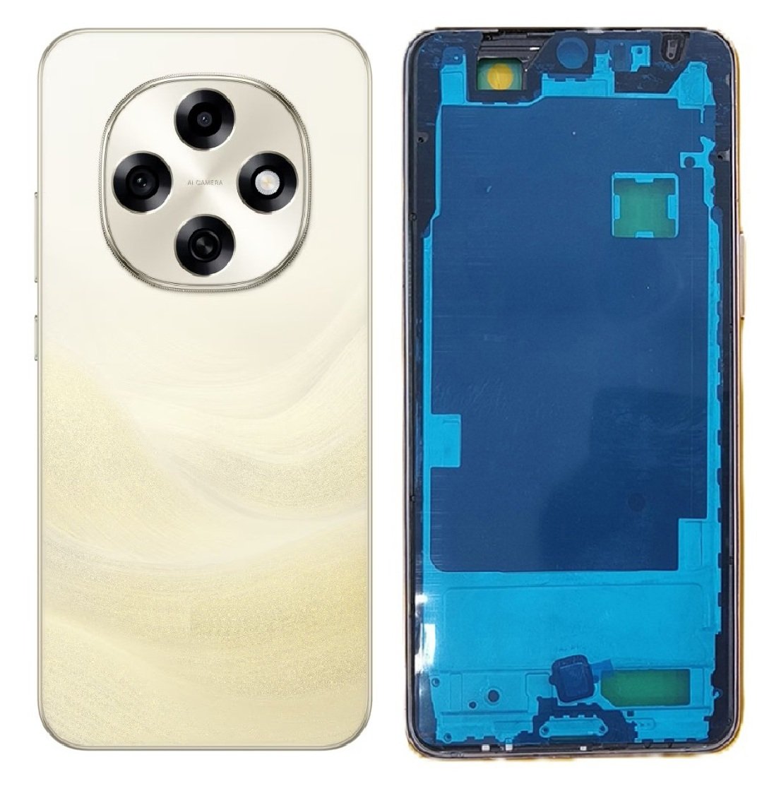 Compatible Replacement Oppo F31 Pro 5G Full Body Housing Replacement Back Frame Middle Chassis with Side Keys – Black & Gold Color: GOLD
